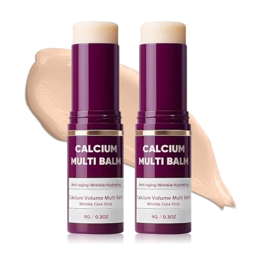 JIAZAWA All-in-One Moisturizing Balm Stick with Calcium & Collagen Anti-Aging Skin Repair for Face Eyes Lips Neck Hydrating Portable Skincare 2-Pack