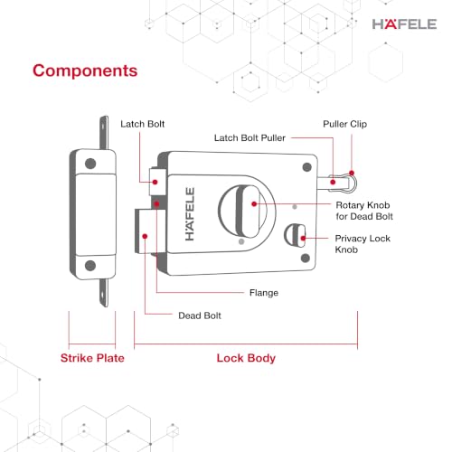 Image of Hafele Night Latch Rim Lock | Dimple Key Security | Double Throw Deadbolt | Durable Finish | Antique Brass | Reversible Design | 10 Years Warranty