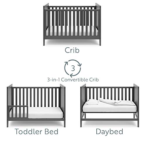 Storkcraft Nestling 3-In-1 Convertible Crib (Gray) - Easily Converts To Toddler Bed And Daybed, Planked End Panels For Transitional Style #TOP3