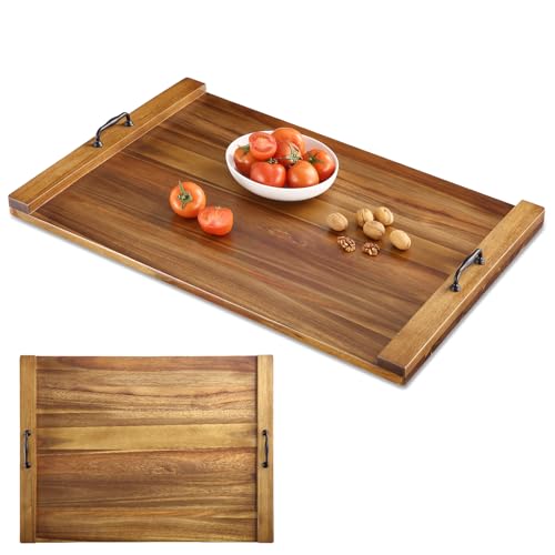 Garvee Acacia Wood Noodle Board Stove Cover 30x22 in, Wooden Stove Top Cover with Dual Handles, Large Cutting Board Butcher Block for Electric & Gas Stovetop