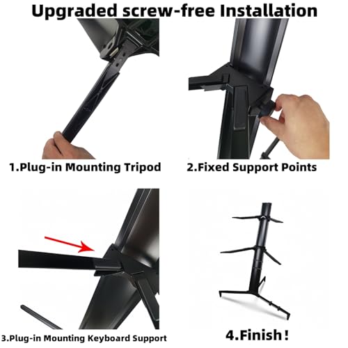 Miwayer Column Keyboard Stand Professional Heavy Duty Piano Stands Aluminum Alloy Double Adjustable Height for 61, 76, 88 Keys Keyboard Piano with Carry Bag Music & Mic Stand (Black & Mic Stand)