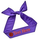 Basketball Tie Back Moisture Wicking Headband Personalized with The Embroidered Name of Your Choice