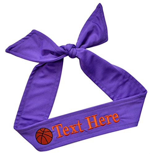 Basketball Tie Back Moisture Wicking Headband Personalized with The Embroidered Name of Your Choice