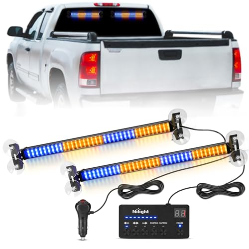 Image of Nilight 144 LED Strobe Traffic Advisor Light Bar Amber Blue w /Controller