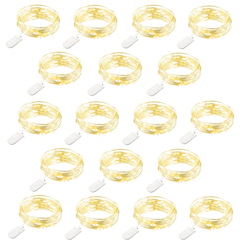 18 Pack Battery Operated Fairy Lights, FRIEET 20 LED 7.2ft Starry Lights String Lights Decorations Lights Coated Copper Wire Lights Firefly Lights Moon Lights for Party Christmas (Warm White)