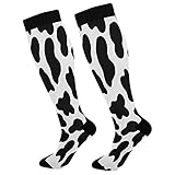 xigua Cow Print Compression Socks for Men & Women Running Stockings Knee High Socks for...