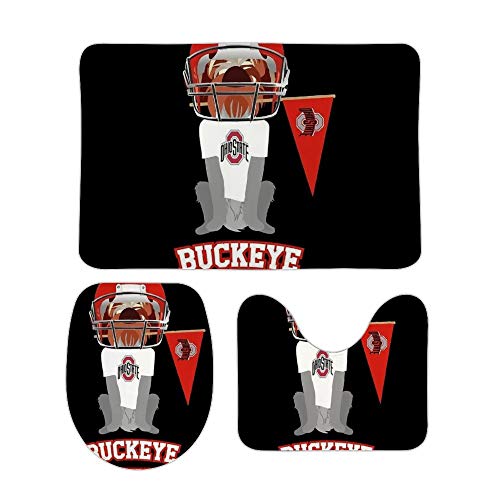 HOTLIFE-234 Koraal Fluwelen Vloermat Drie Sets ROOD GRIFF -up Inclusief 60X40cm Hoge-absorberend WC-bril en 50X40cm Microvezel Zacht Fluffy Badkamer Tapijt, Antislip Mat Wasbaar