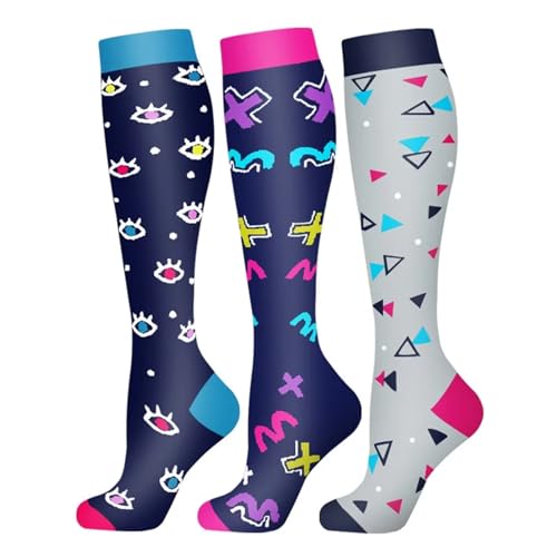 Calcetines compresión para hombre 58 Estilos 3 Pares/paquete Calcetines De Compresión Hasta La Rodilla Calcetines Deportivos For Mujeres Y Hombres Calcetines For Correr For Venas Varicosas Y Edemas(AY