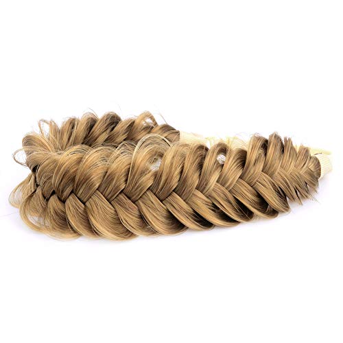 Gledola Messy Synthetic Hair Braided Headband Classic Chunky Wide Plaited Headband for Women Girl Beauty (Dark Blonde) - Image 3