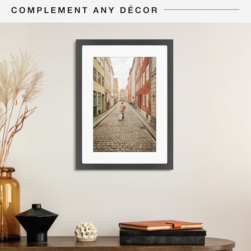 MCS Studio Gallery 16x22 Matted Poster Frame with 12x18 Picture Display, Black Woodgrain Vertical & Horizontal Wall Hanging Large Picture Frame for Photos, Posters & Art Prints (1-Pack)