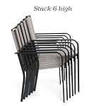 5 Piece Patio Dining Table and Chairs Set of 4 with Outdoor 35 inch Square Table, Red Sling Back Stackable Chairs for 4 Person - Image 5
