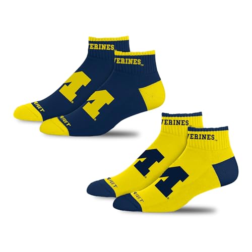 For Bare Feet NCAA MICHIGAN WOLVERINES Front and Center 2 Pack Team Colors Large