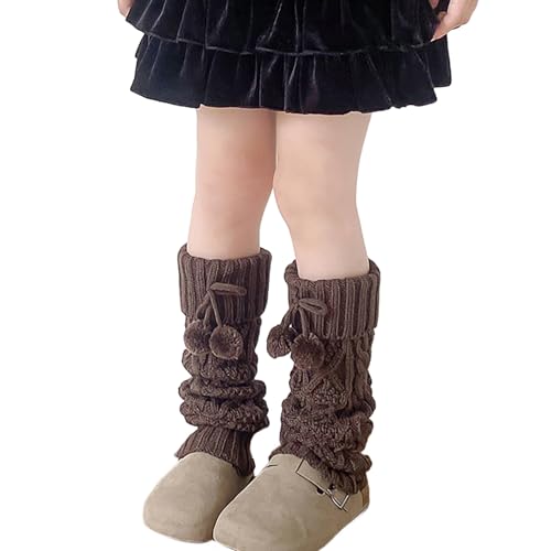 LESSO Fashionable s Socks Covers Soft & Breathable Stackable Comfortable Knit Leg Warmers for Age 3-13 Years (Coffee)