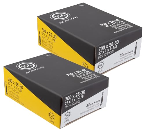 2 Pack - Tube, 700 x 25-30 (27x1x1-1/8) 32mm Presta Valve, Sunlite Bicycles