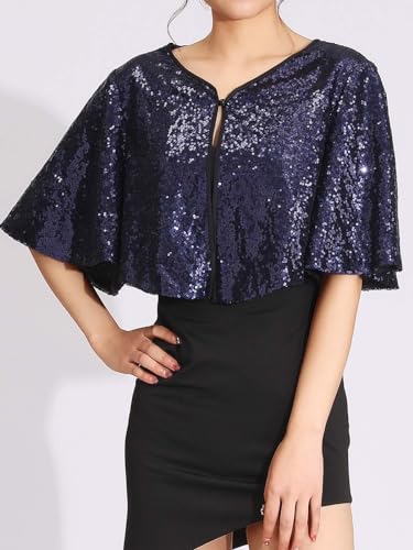 EASEDAILY Women's Shawls and Wraps for Evening Dresses Wedding Cape Capelet Sparkling Sequin Bridal Shrug for Bride and Girls2