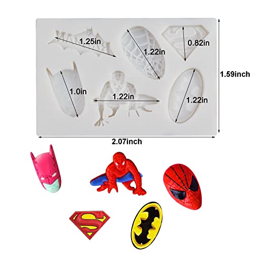 2 Pieces Superheros Themed Silicone Fondant Molds Cookie Molds Candy Chocolate Fondant Molds