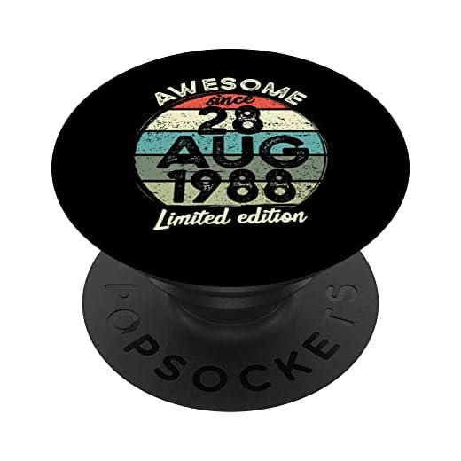 Camiseta de cumpleaños de 35 años, 28 de agosto de 1988, 35 cumpleaños PopSockets PopGrip Intercambiable