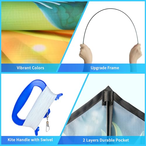 Xida Dragon Kites for Kids Ages 4-8, Kites for Adults, Easy to Fly Kite for Beginners, Boys & Girls, Durable and Quick Assembly, Perfect for Beach, Park, and Family Outdoor Activities