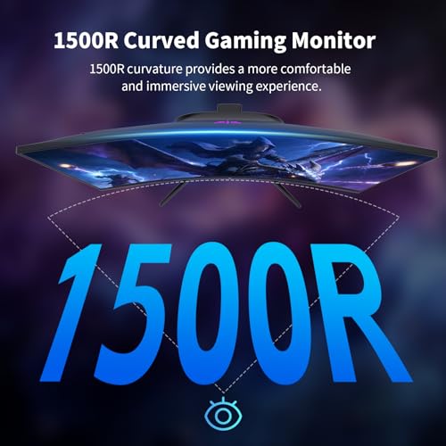 KTC 27 Inch Curved Gaming Monitor, 1440P QHD 144Hz PC Monitor, 1500R Computer Display Adaptive Sync, HDR400, 4000:1 Contrast, Eye Care, DP HDMI Port, VESA Wall Mountable, H27S5C - Image 6