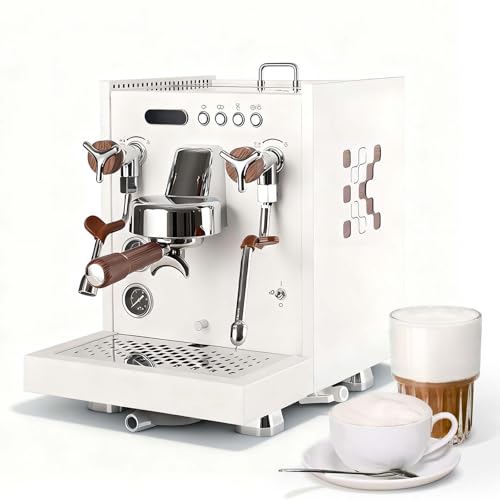 Mousseur à Lait Professionnel Vapeur, Machine à moussage Automatique de l'eau bouillante en Acier Inoxydable 2850W avec Porte-Filtre de 58 mm, réservoir d'eau de 1,6 L