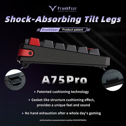Image of DrunkDeer A75 Pro Magnetic Switch Keyboard Rapid Trigger Mechanical Gaming Keyboard Adjustable Actuation Hall Switches PBT Keycap RGB Compact TKL 82Keys USB Wired with Knob