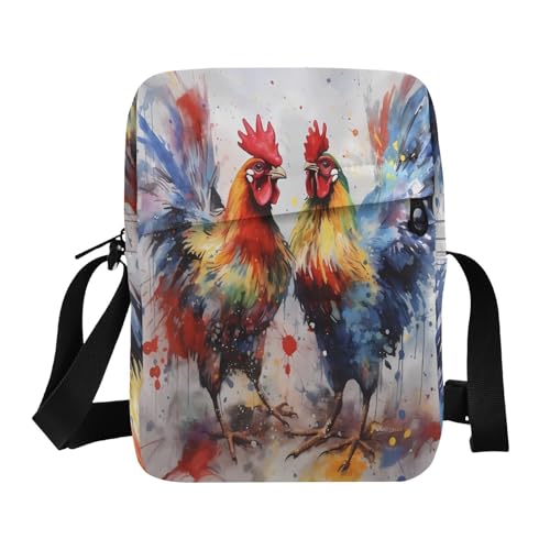 messenger bag crossbody mens shoulder bags crossbody Cross Body Purses Adjustable Strap for Outdoor Daily Outdoor Daily- Rooster Ink Style Chicken
