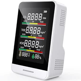 8-in-1 Portable Indoor Air Quality Monitor with Rechargeable Battery