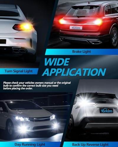 Yorkim Ultra Bright 7440 Led Bulb Red T20 7441 7443 7444 W21W Led Bulb for Backup Reverse Light, Break Light, Tail Light, Turn Signal Light Pack of 2 - Red - Thumbnail 7