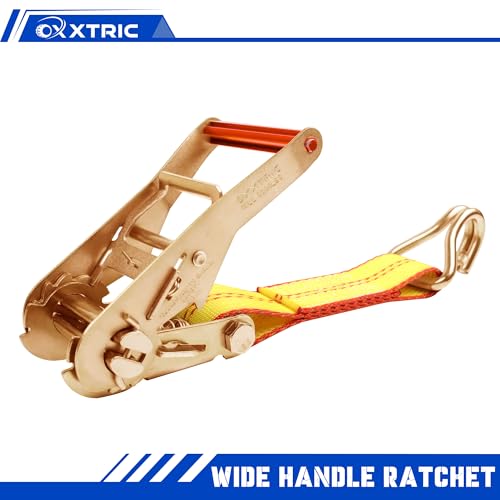 OXXTRIC Heavy Duty 2" x 12' Car Hauler Tie Down Straps with Double J Hooks - 8 Pack 7,700 LB Break Strength, Over the Wheel Ratchet Straps for Trailers, Trucks, UTV and Vehicles by OXXTRIC - Image 6