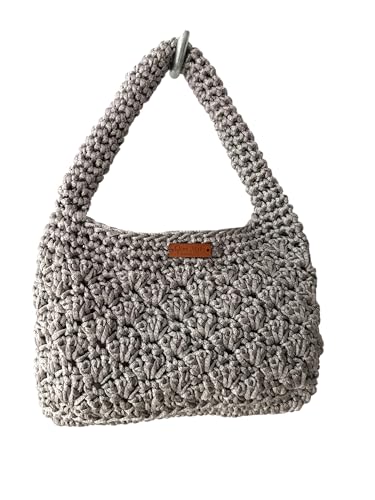 Bolsa clutch baguete bag croche de mao fio nautico (CINZA)