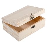 WSICSE Unpainted Wood Box with Hinged Lid - 7.1'x5.1'x2.8' for Crafts DIY Storage Jewelry & Gift Box and Hobby Organization