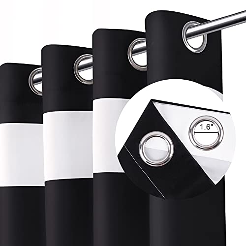 Vertkrea Stripe Window Curtain Striped Room Window Treatment Grommet Curtains 52 × 63 Inches Stripes Drapes For Bedroom Living Room, Black, Set Of 2 Panels #TOP4