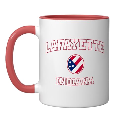 Lafayette Indiana (IN) Ceramic Mug, Red/White