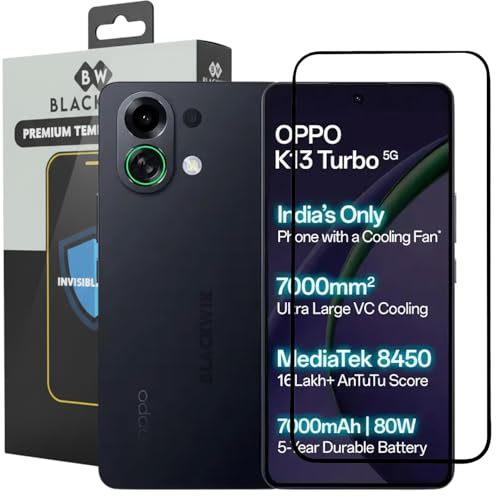 Image of Blackwik Tempered Glass Screen Protector for Oppo K13 Turbo /Oppo K13 Turbo Pro 5G with Edge-To-Edge Protector Coverage | Easy Installation Kit (Black)