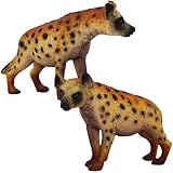 Gemini&Genius 2Pcs Hyena Toys, 3’' Length Hyena Animal Toys, Great Creative Play Gift, Collection, Cake Topper, Role-Play, Storytelling Props, Party Supplies and Room Decoration for Kids
