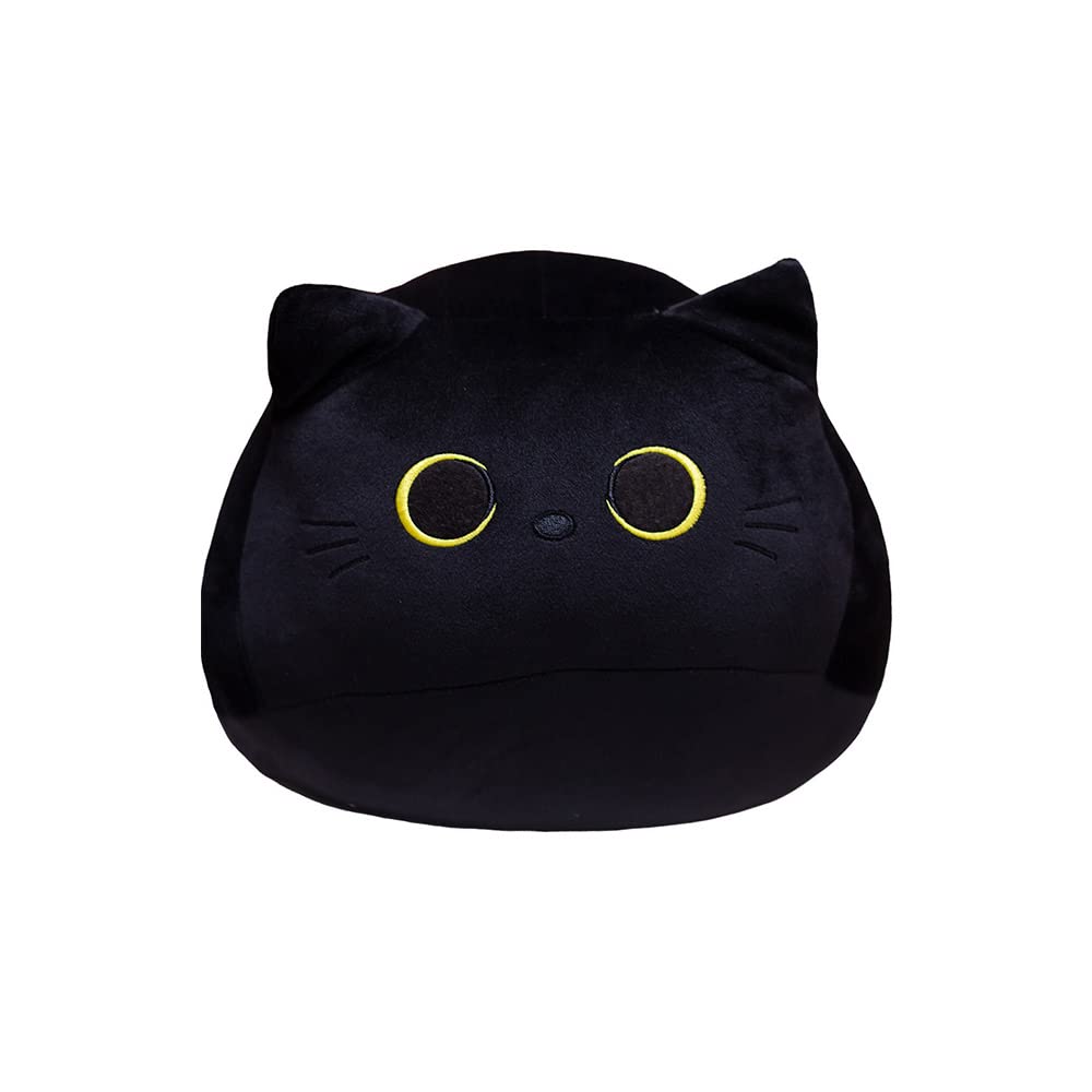 Black Cat Stuffed Animal Plush Toy Creative Cat Shape Soft Pillow Toys Gifts Cute Dolls for Girlfriend Kids Baby Girls, 25cm/9.8in