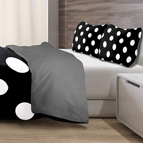 Black White Polka Dot Duvet Cover Set Extra Long Twin Size,3 Piece Bedding Set With Zipper Closure And Corner Ties #TOP3
