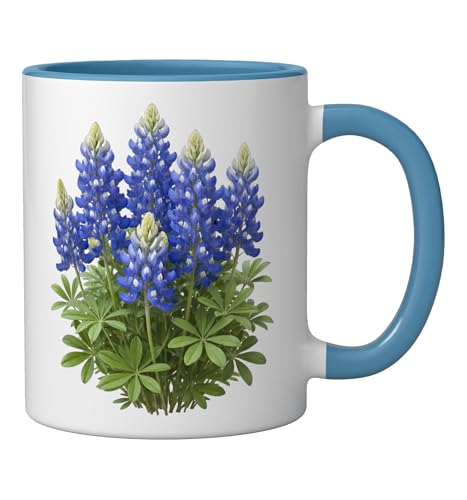 Taza de Cerámica con Ilustración de Flor Azul miniatura 2