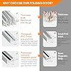 CCBOYSHARDWARE 24X79in PVC Accordion Door Interior, Folding Doors with Lock and Handle,Space-Saving Double-Layer Sliding Door for Closet, Pantry & Room Divider, Easy to Clean, Trimmable