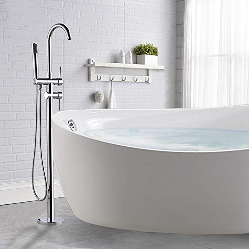 Robinet mitigeur de baignoire avec douche à main sur pied en laiton chromé pour îlot