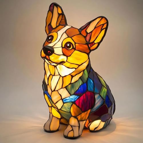 ORBITUM Dog lamp,Dachshund lamp,Dogs Series Art Night Light,Cute Pet Dogs Themed Tabletop LED Night Light,Vintage Home Decor,Fun Gift for Dog Lover (Corgi)