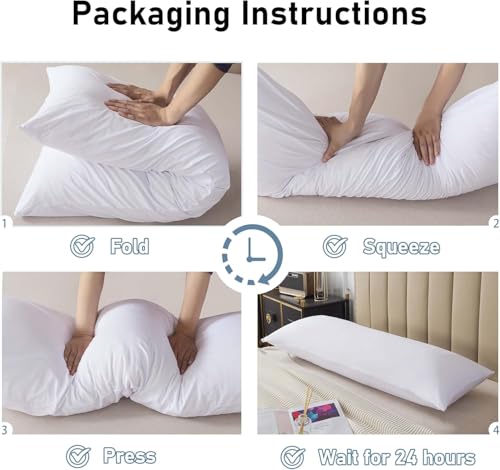WhatsBedding Memory Foam Body Pillow with 100% Cotton Jersey Knitted Cover, Luxury Soft Large Long Pillow for Adults, Firm Full Body Pillow with Removable Zippered Pillow Case -White