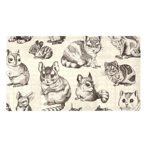 Tapis de bain antidérapant extra long en PVC animaux peints