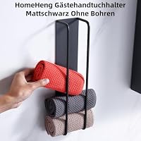 HomeHeng Gästehandtuchhalter Ohne Bohren Schwarz,Handtuchregal Selbstklebend Edelstahl SUS304 Handtuchaufbewahrer Korb Bad Handtuch Aufbewahrung 40cm,Y01-MB – Ansicht 2
