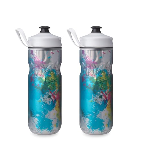 Image of HydraPak | Polar Bottle - Polar Sport Insulated Water Bottle 2-Pack - BPA-Free, Sport & Bike Squeeze Bottle with Handle (Splash Multi, 600ml / 20oz)