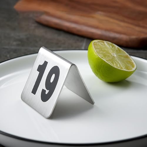 Numery stołowe ze stali nierdzewnej na wesela i restauracje dwustronne tablice namiotowe (41-50) – eleganckie artykuły bankietowe na przyjęcia – uchwyty na numery stołowe
