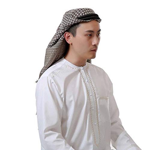 Adult Men Arab Head Scarf Keffiyeh Middle East Desert Shemagh Wrap Muslim Headwear Arabian Costume Accessories (Army Green)