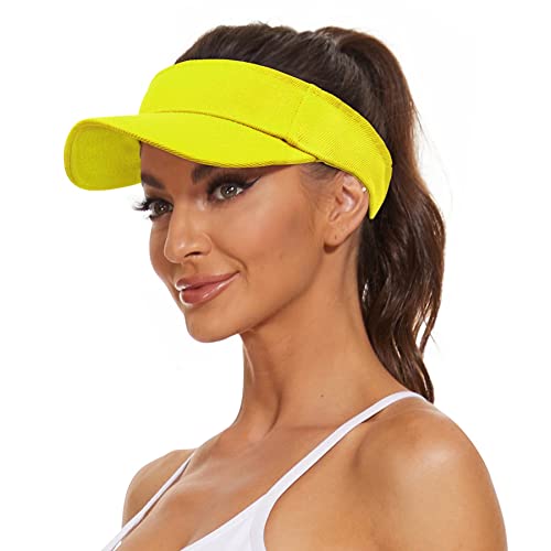 Zando Sun Hat Womens Visor Sun Visors For Women Hats For Women Men Adjustable Sports Visor Unisex Baseball Cap For Women Uv Protection Hat Cotton Biking Visor For Men Yellow Visor Hat #TOP12