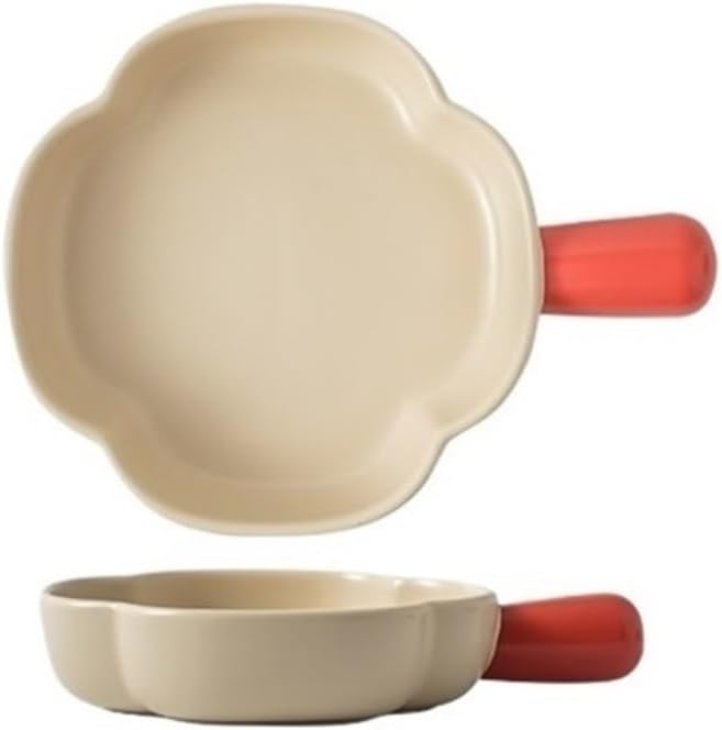 Casserole Dish Ceramic High-value Handle Plate Baking Pan Can Be Used for Microwave Fruit Salad(Purple)