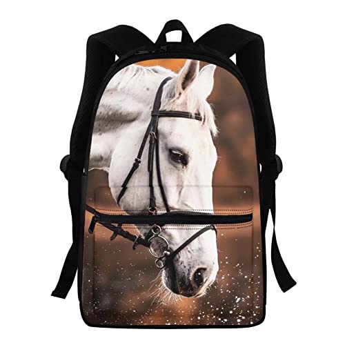 Sac à dos d'écolier 40,6 cm Cheval blanc contre la fatigue du dos